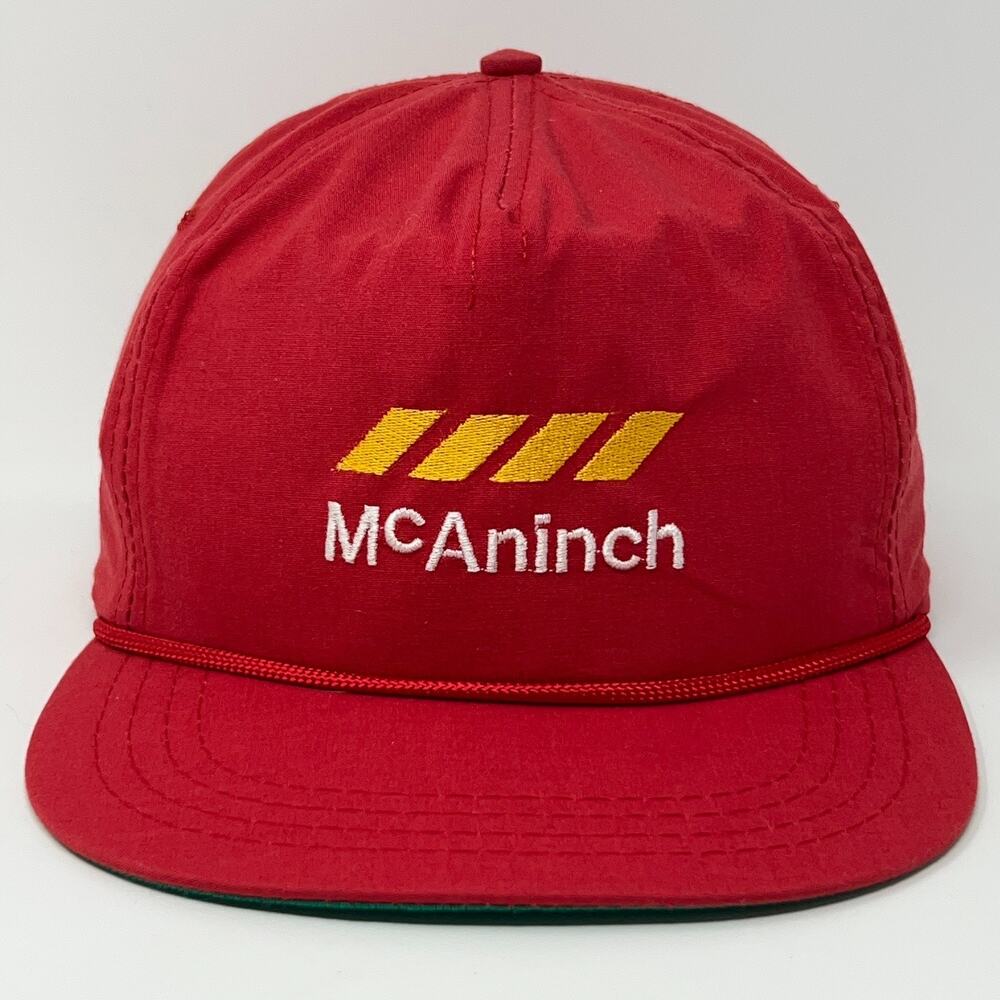 Vintage 90s McAninch Corporation Hat Baseball Cap Strapback Red Des Moines Iowa